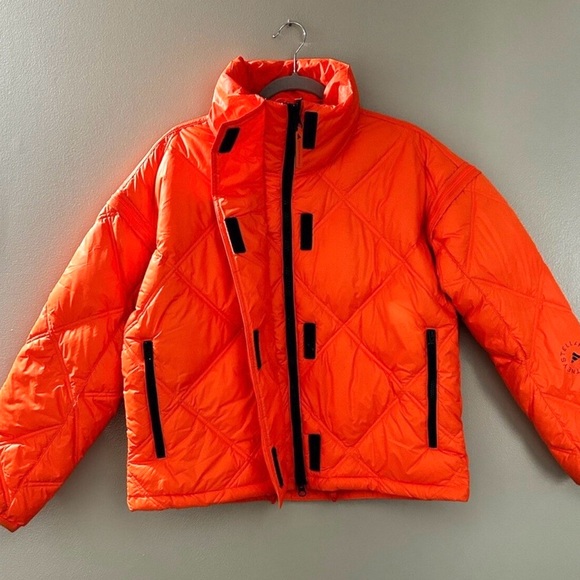 Adidas by Stella McCartney NWT Convertible Quilted Puffer Jacket Vest Orange XS - Picture 8 of 16
